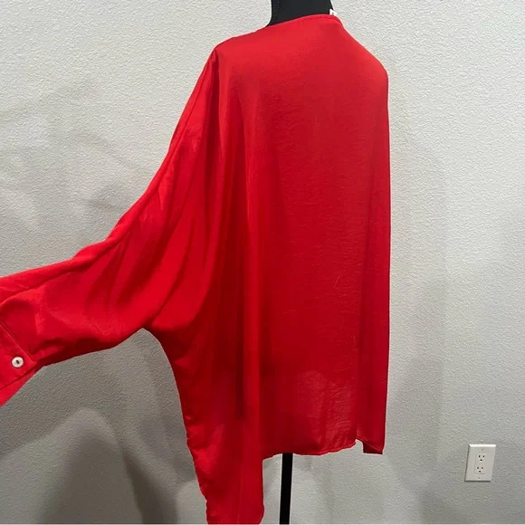 Glam Scarlet Elegance Blouse, V Neck oversized L - Picture 5 of 8